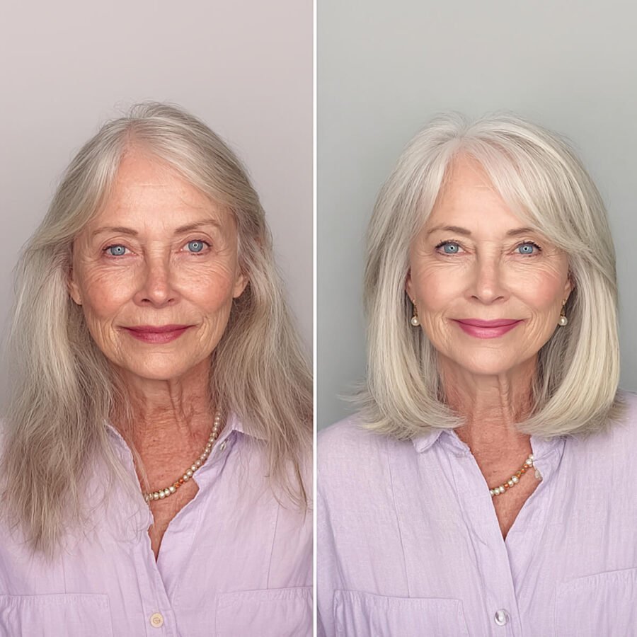 Illustration: the same face before and after a gentle lift